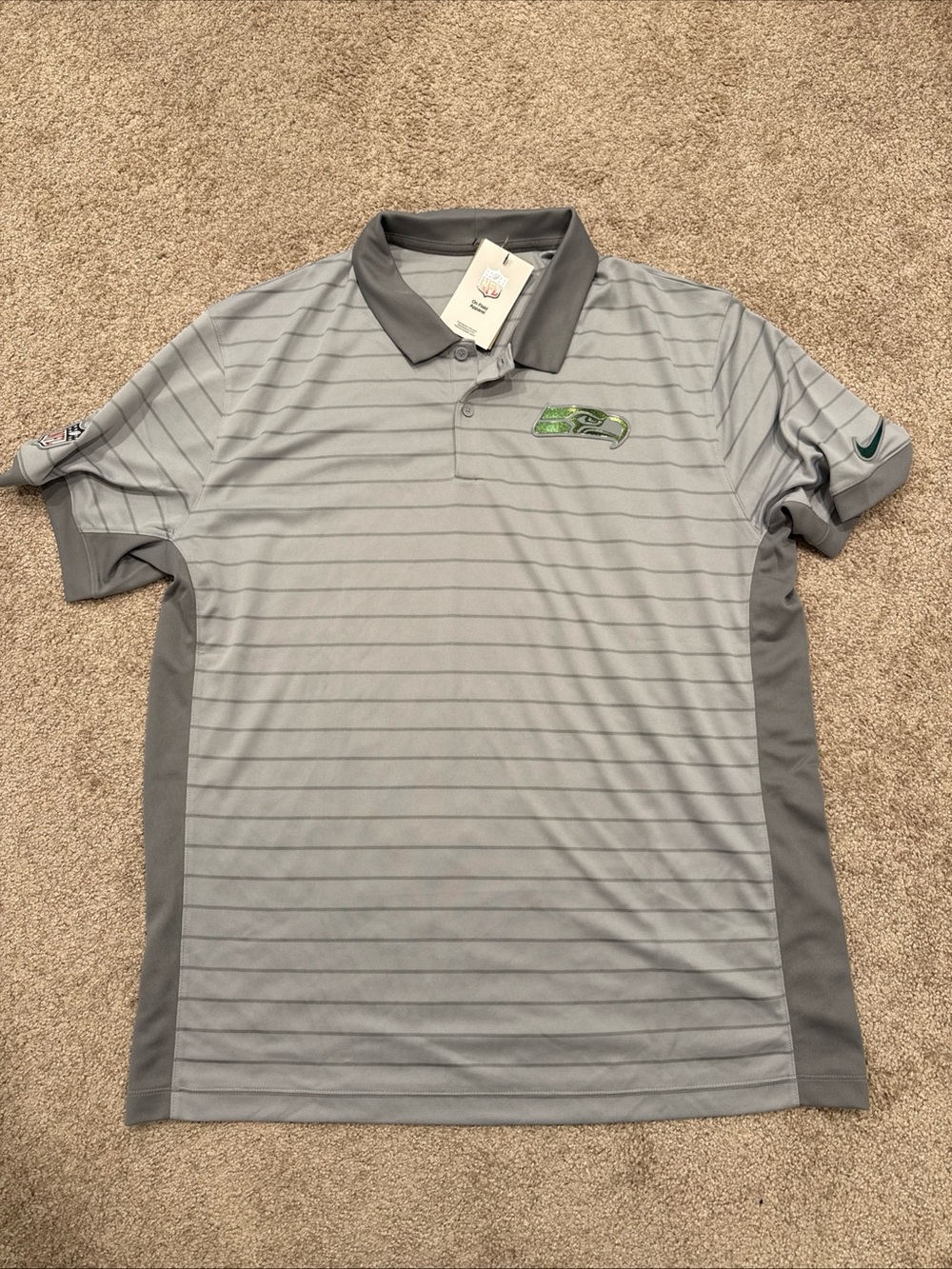 Men’s Size XL Seattle Seahawks Nike Polo Shirt Gray Metallic NFL
